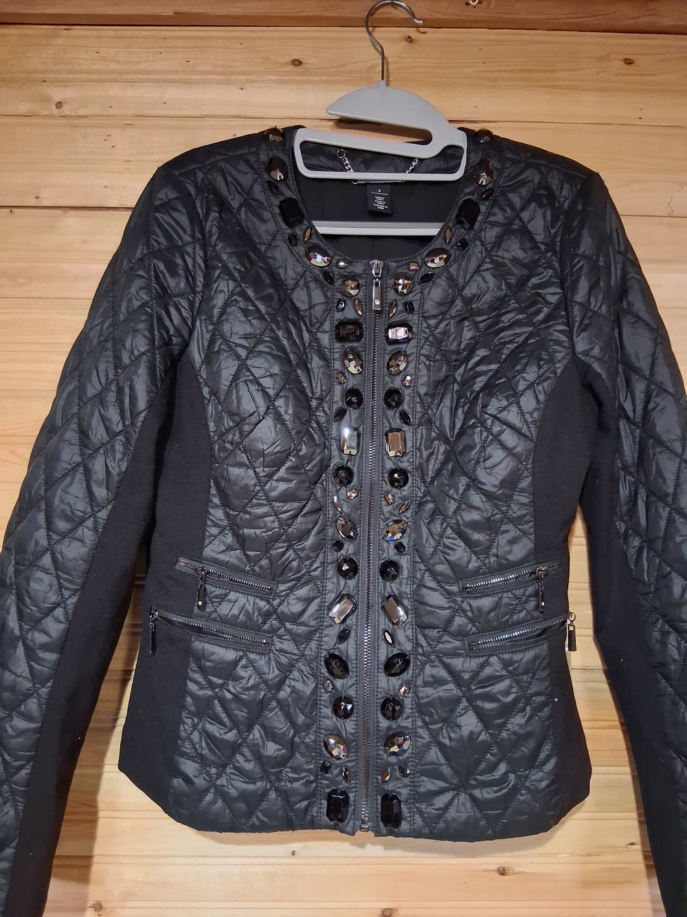 Embellished Quilted Black Jacket - Women